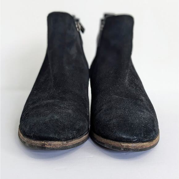 Aquatalia Ankle Boots Womens 8.5 Black Suede Low Heel Pointy Toe Zipper Booties - Picture 5 of 13